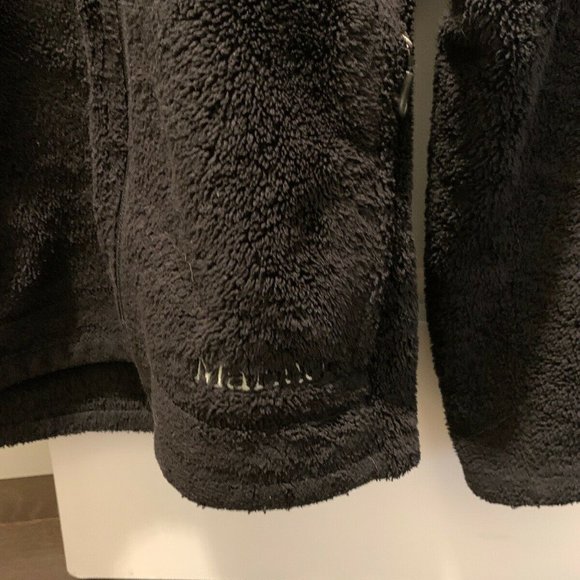 Marmot black fuzzy full-zip fleece sweater - Picture 2 of 4